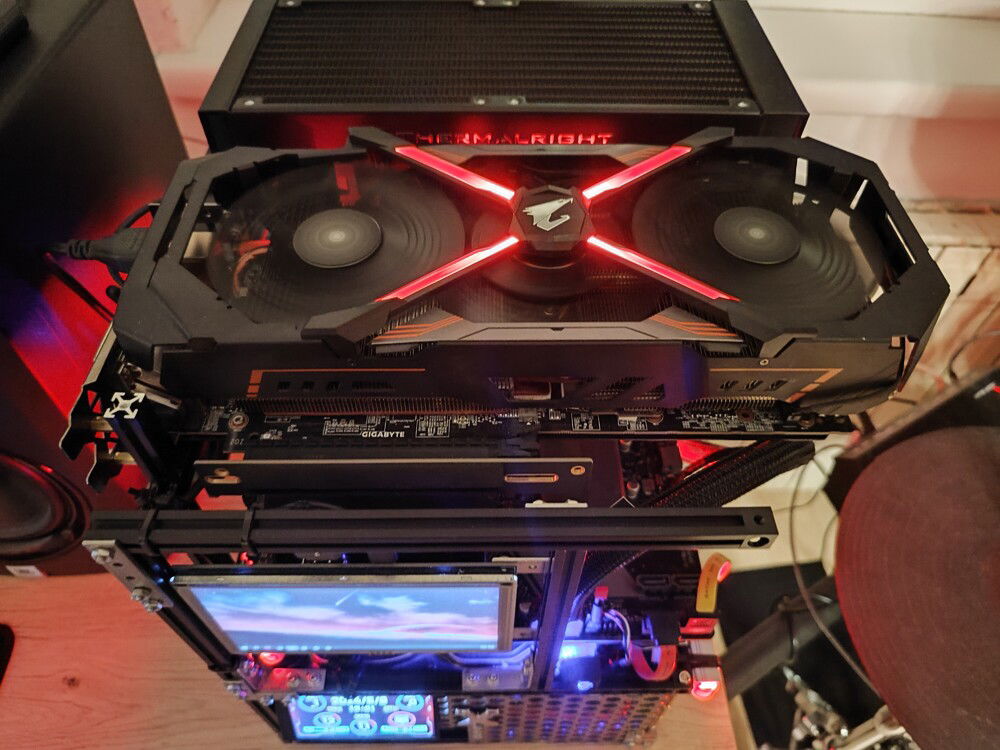 Every major heat producing part on top, facing upwards, because the warm air always rises!