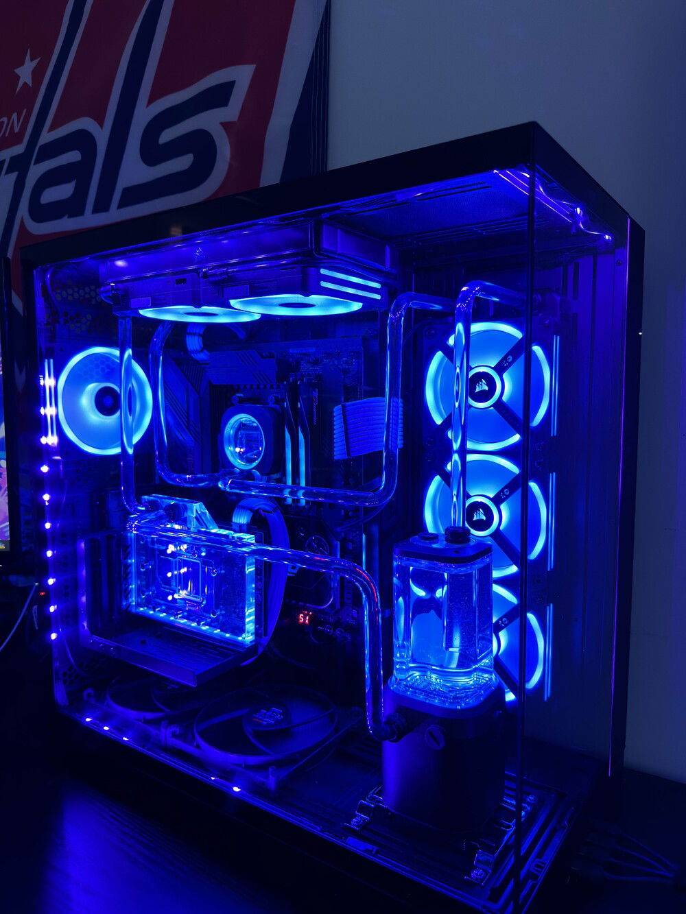 Fully powered, lights on. I usually keep the RGB on some sort of purple/blue style