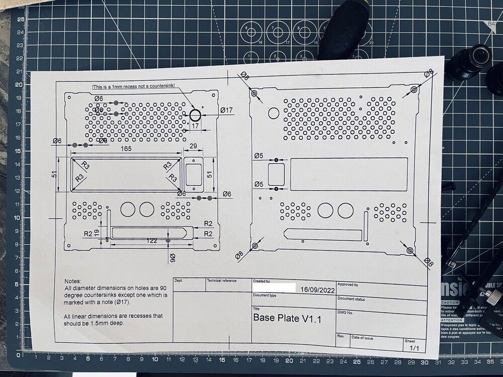 First attempt at a design drawing for the water jet cutting company