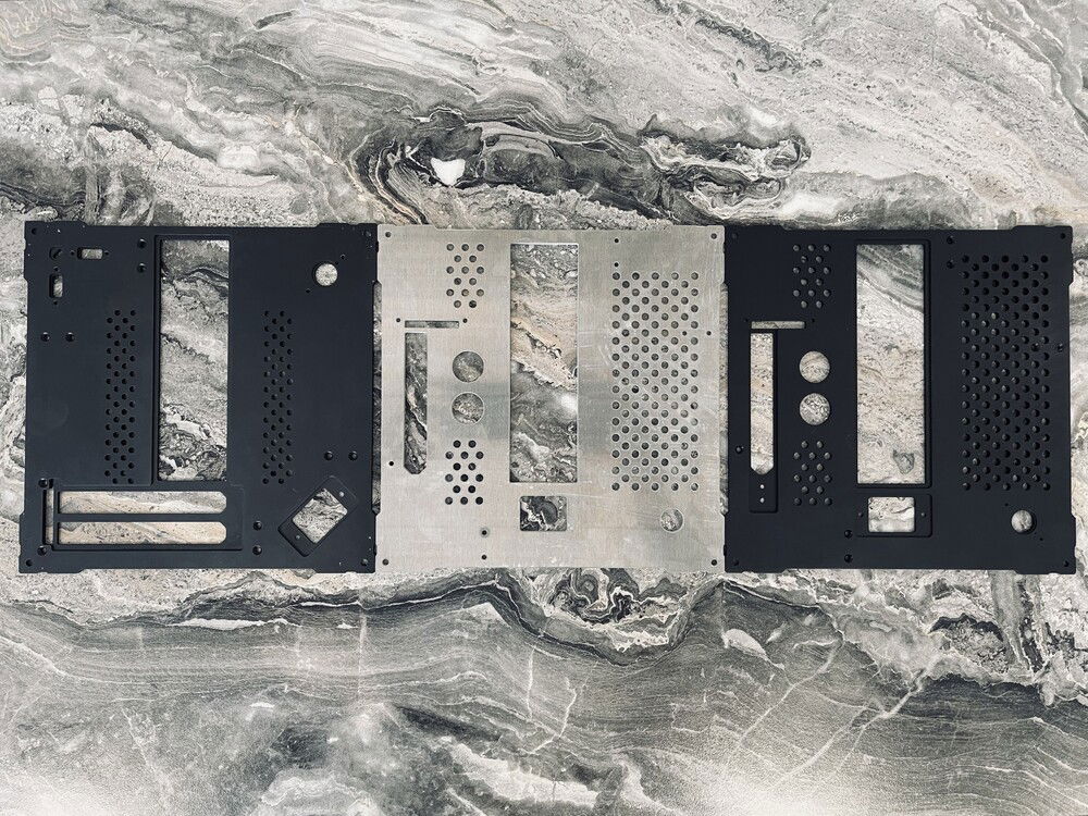 2024 - Original baseplate (left), waterjet cut prototype (center), finished CNC machined part (right)