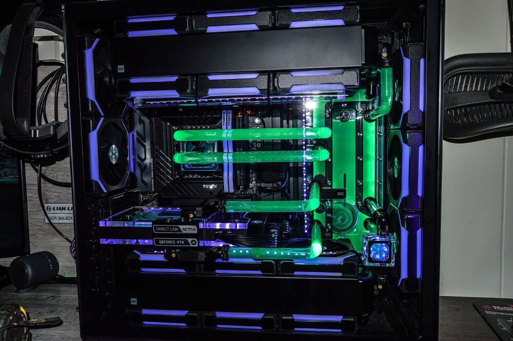 After completing the first version of this build, I noticed no matter what pump speed I ran the flow indicator would not spin. This was the reason to swap to a dual loop. All that radiator must have been just too much for one pump.