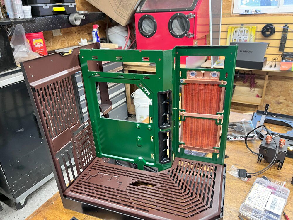 Where does the shit fit? With a case like the Y60, there are bunches of options.  I also love the false deck as there is space in the basement.  I am not a bit fan of fans as it were, so hiding it looked like a solid option.

Having the case open like this seems like there are limitless options.  I think I played around for a couple of days.  I decided that I needed to move forward and if I did not like it, I can undo it. Better at this stage in the design phase than after it is all built.