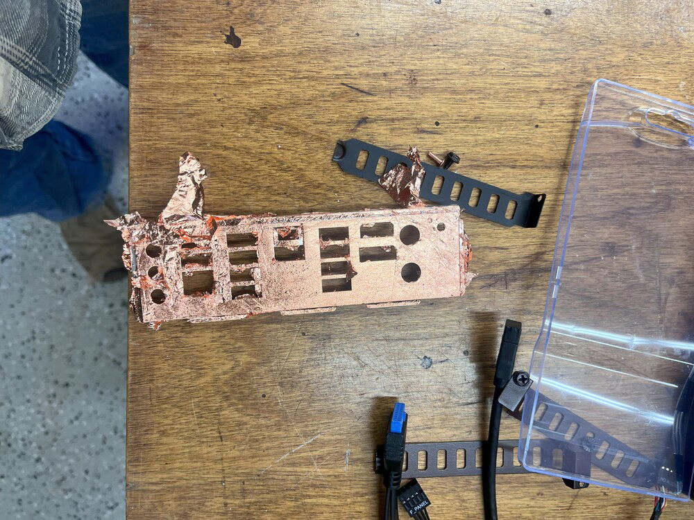 The back cover, awfully messy, but in the end after much practice, the back with leaf looked ok, not great and I do not have a CNC to cut one out of copper sheet.