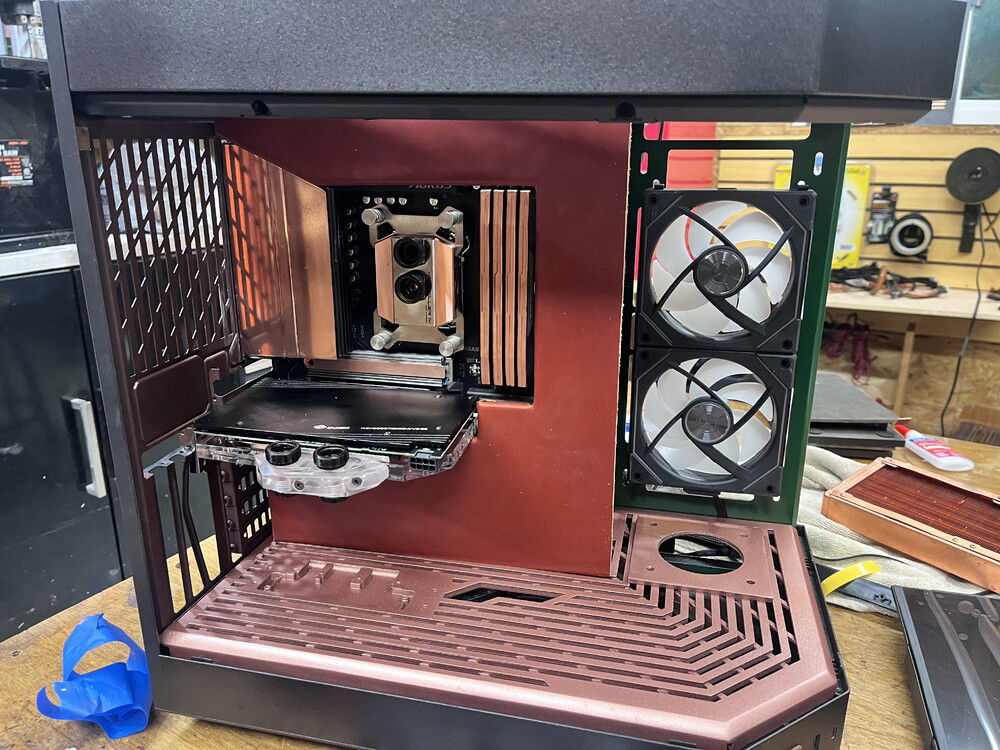 With the GPU set a new front cover for the MB fabricated I am ready to go. Not yet Silver, I had failed to connect anything to the MB which might be an issue down the road.  Additionally, I stopped using the 1/4 plexi and started 1/2 as it was much more sturdy, and fabrication was easier, plus it was much more resilient to the constant installation cycles.