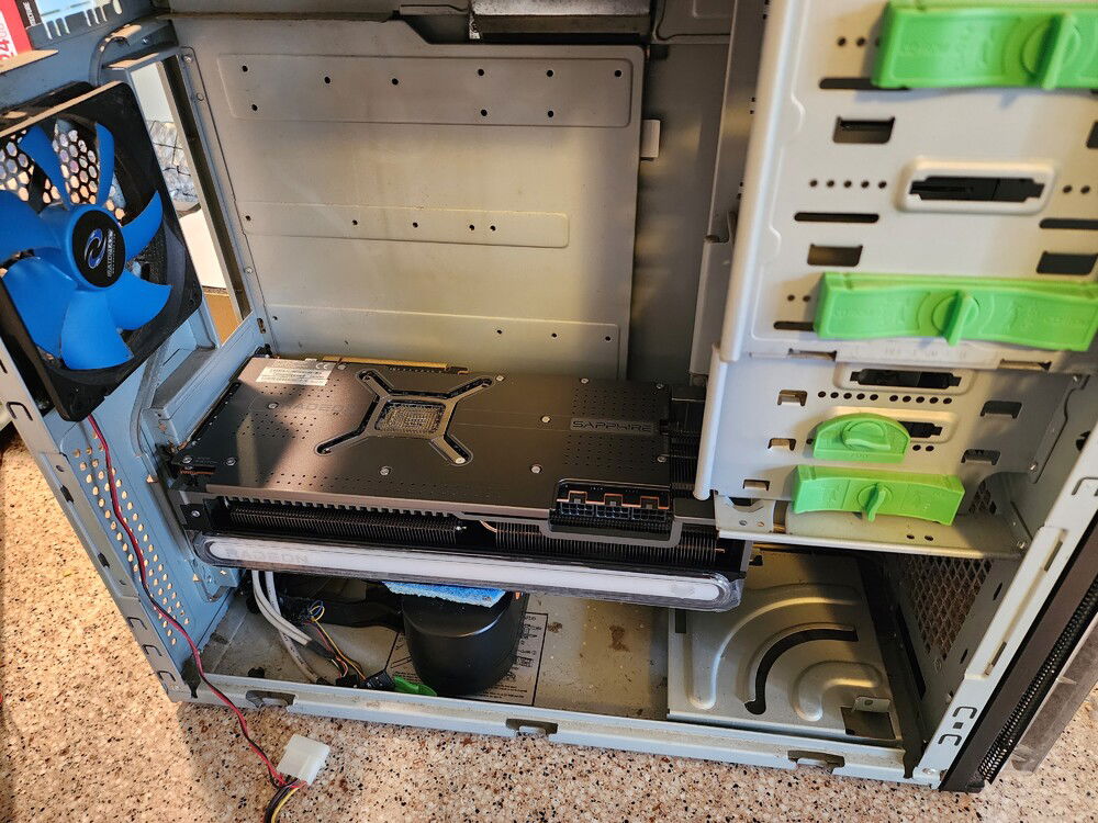 I had actually planned on using a vertical gpu mount because of this problem, but didn;t end up needing it.