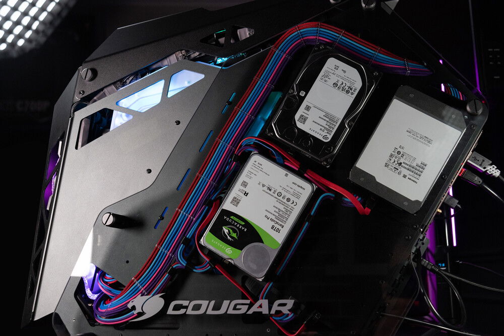 Back side with HDDs and CPU cable