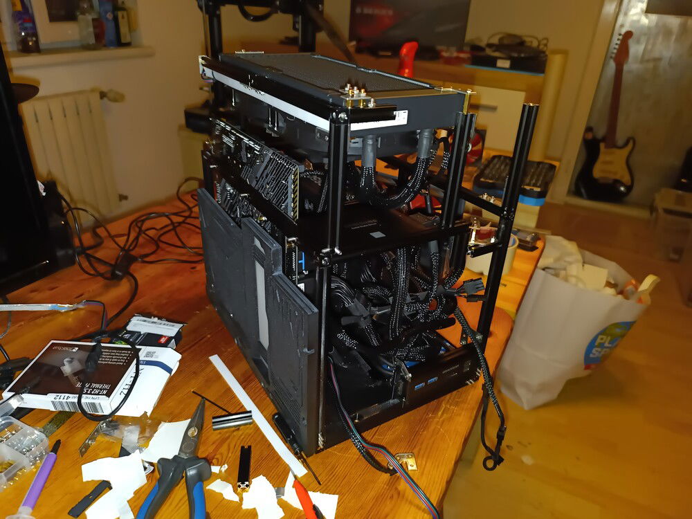 Power supply, motherboard, and aio installed. Now doing the rgb stuff