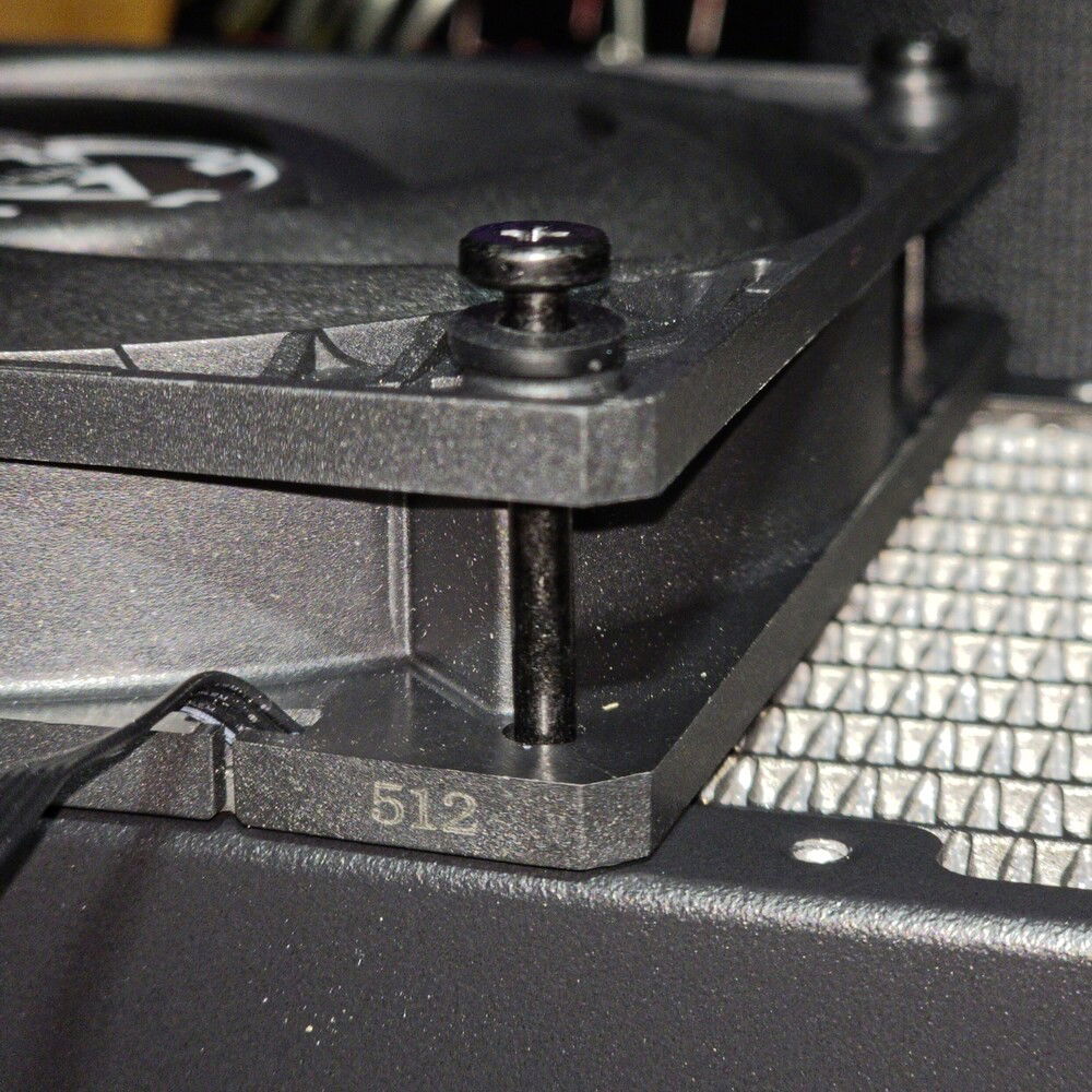 fans mounted to rad with vib. damp. pads & washers