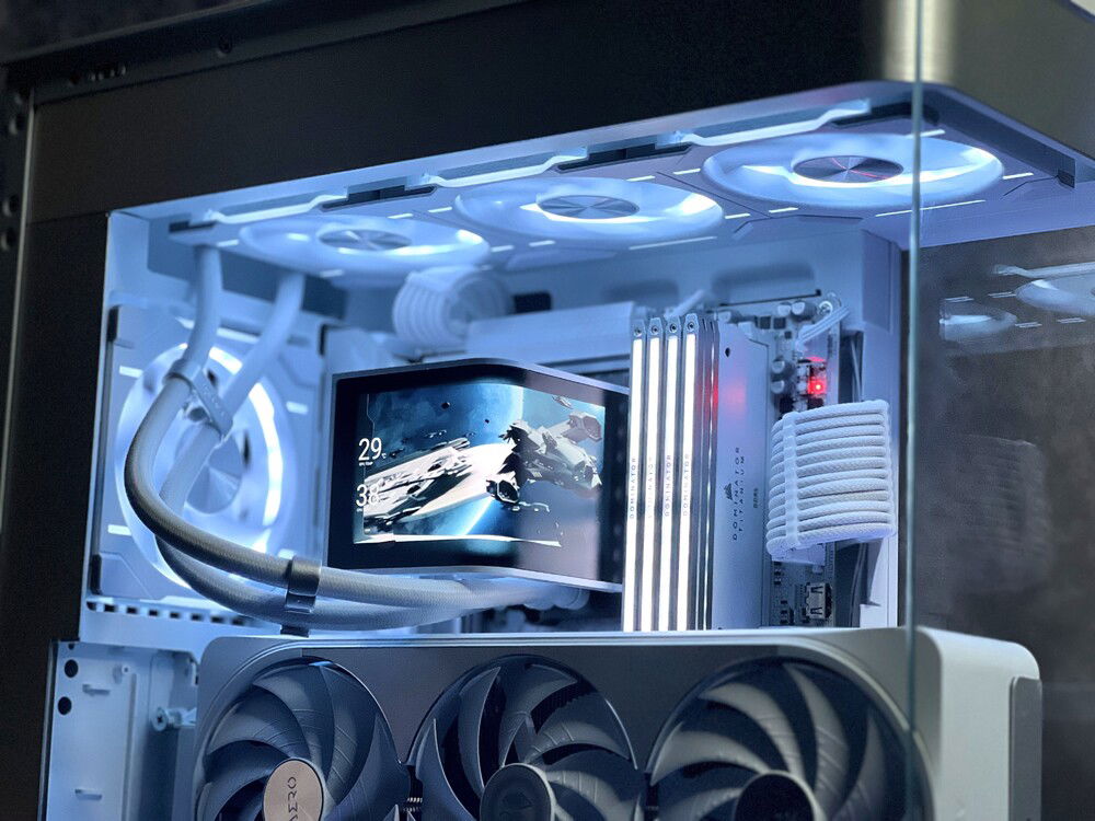 RAM was painted white/silver to match the aesthetic (Corsair's AMD optimized kit is grey).