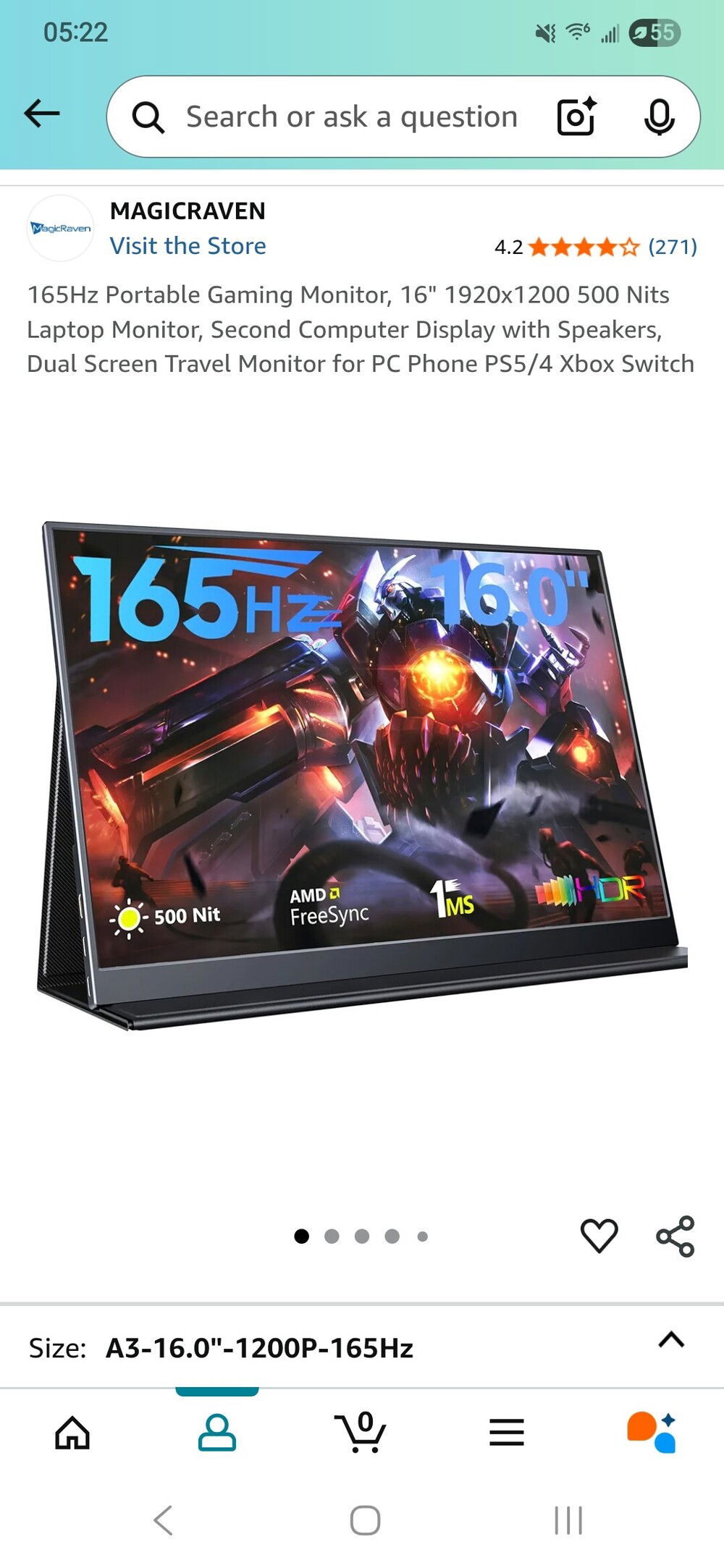 Portable monitor photo from Amazon lol. I put a mag ring on it and a small monitor arm stand that magnets to said ring.