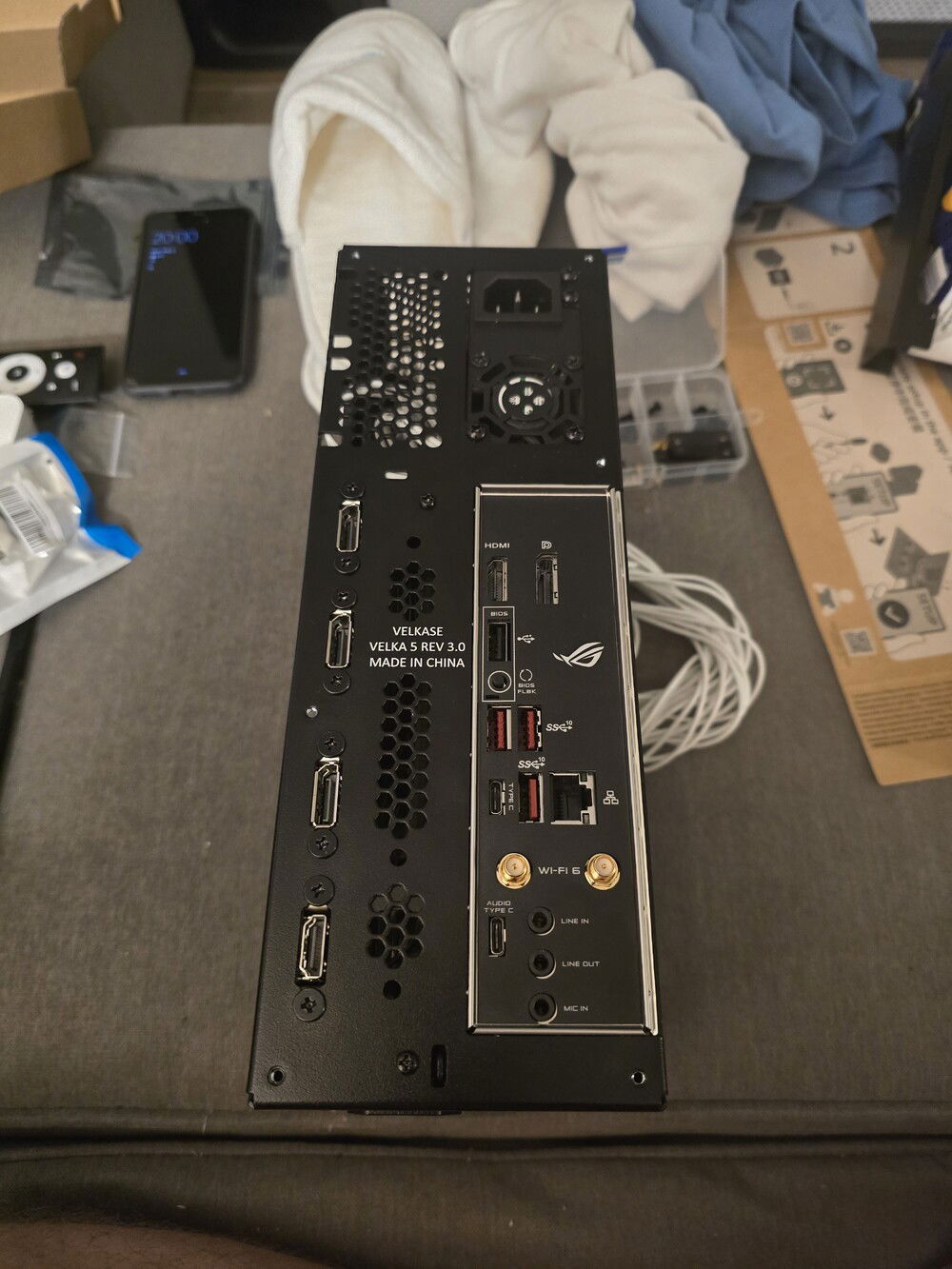 Shot of the mobo plate and the infamous ADT-Link cables, socket end.