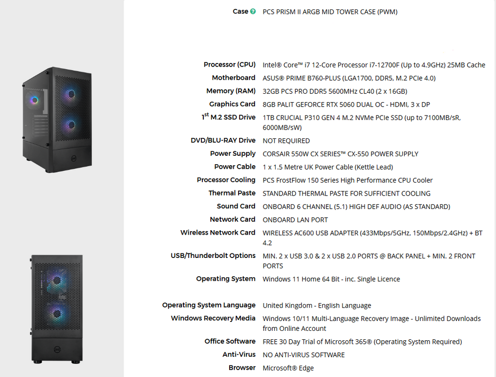 Actual PC Specs, most of which aren't available on Builds.GG
