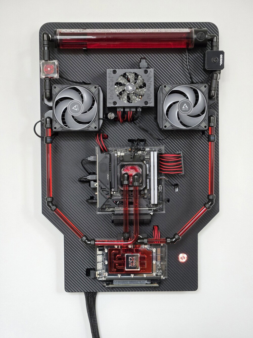 Finished PC in shutdown - 5vsb power runs the light in the power button.