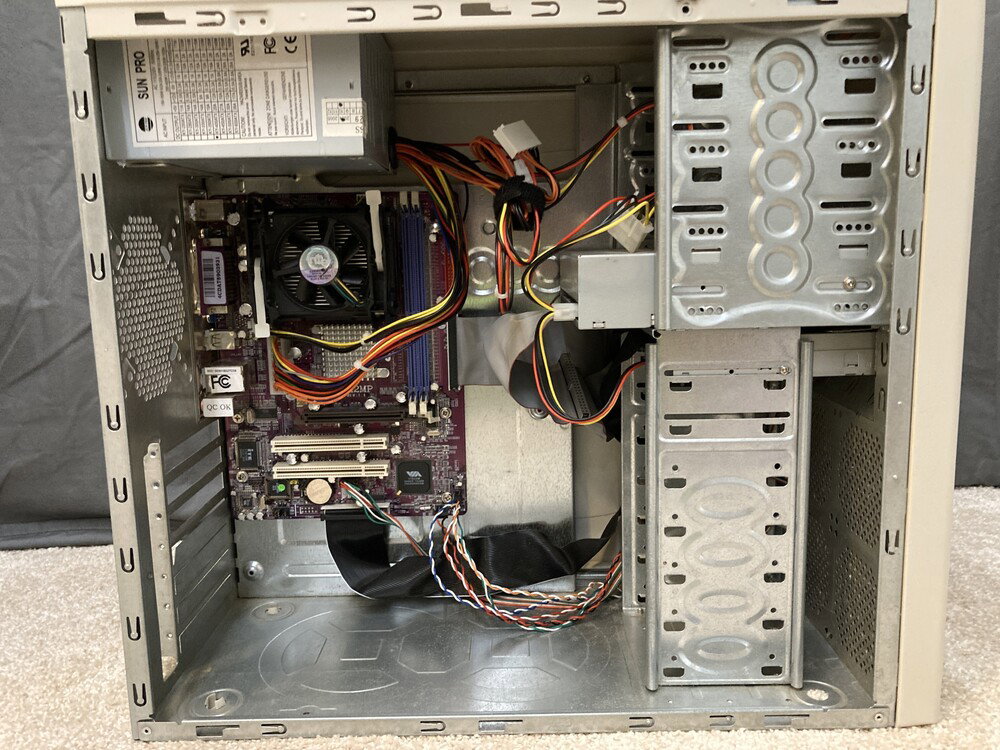 The inside of this PC before I swapped the old parts out for my newer parts