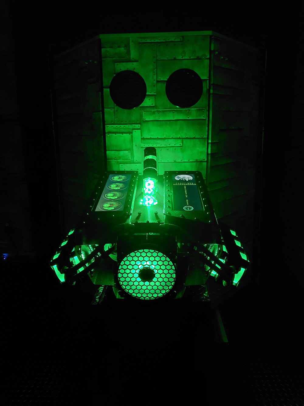 Sitting on its "engine block" outside of the simpod.