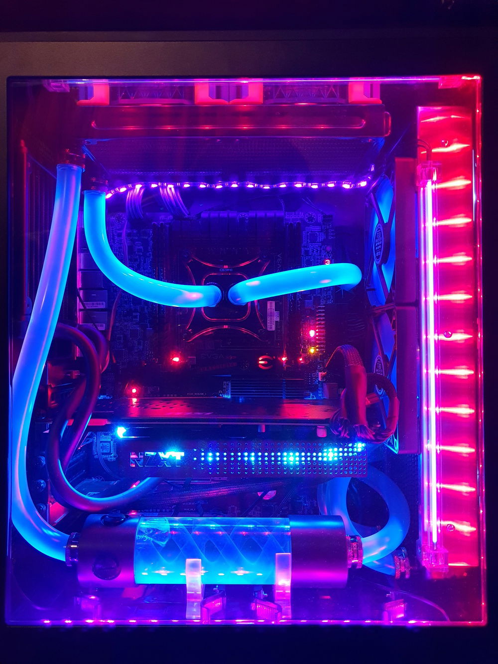 Oh thank God it works! UV led strips added as well as another RGB strip on the Kraken. I'll probably end up taking the UV cold cathodes out since they're just a pain to mount in a sensible place.