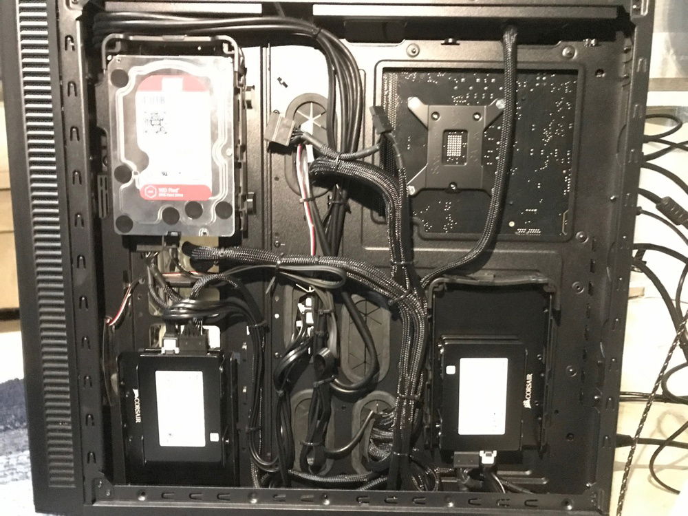 Back side. These cables were hard to tame. I could do better with a bit more time.