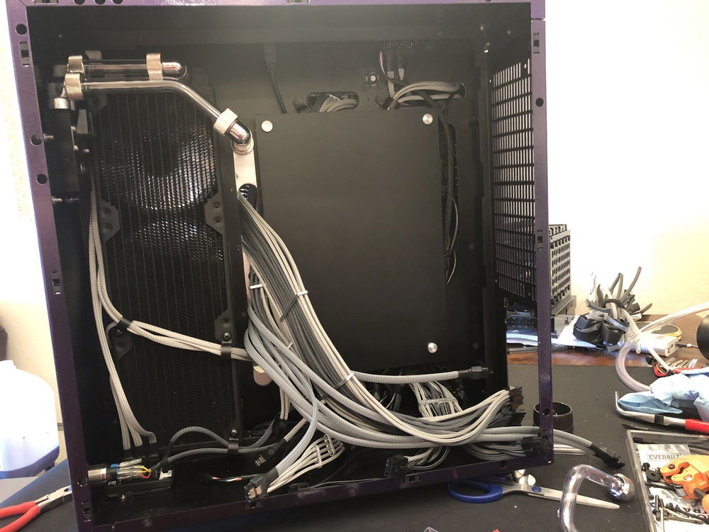 Second layer is a custom acrylic cover panel to cover all those fan wires.