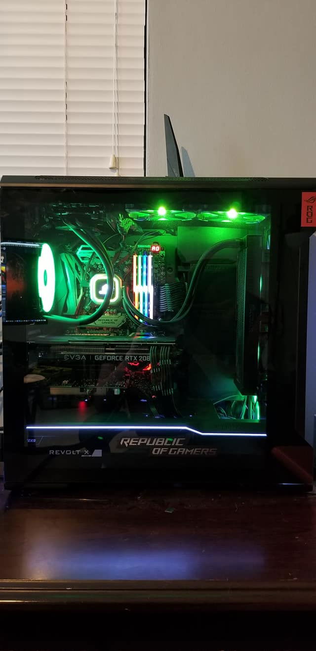 View inside the case from behind the glass
