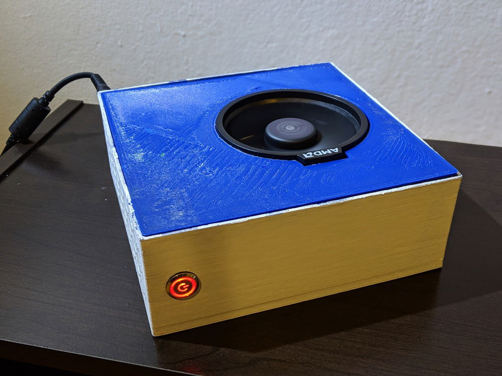 Computer on its side turned on