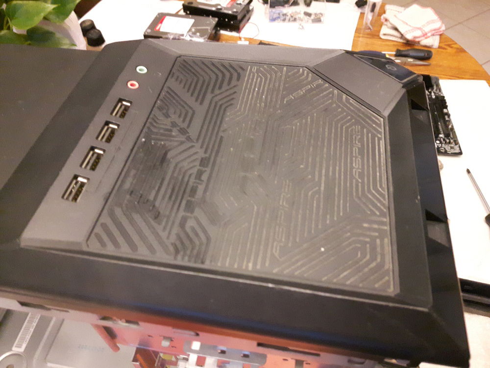 Cleaning the case details with a q-tip.