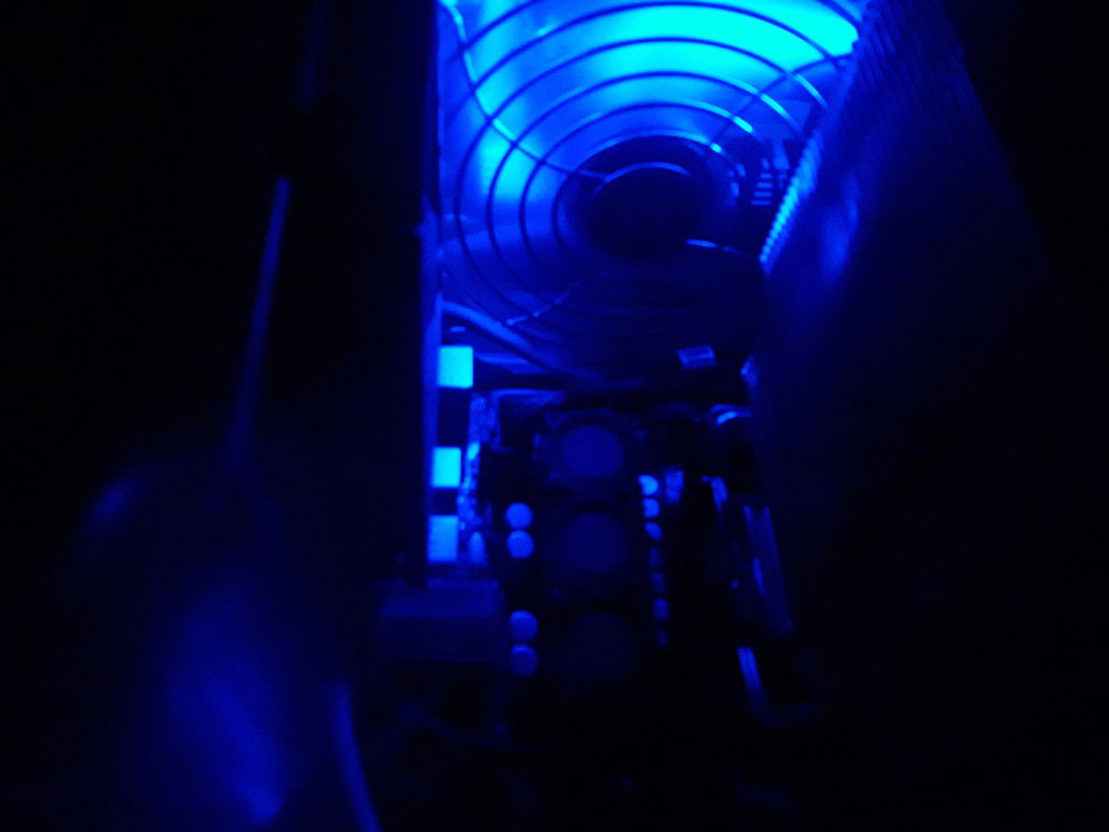 Lighting from the modified PSU fan.