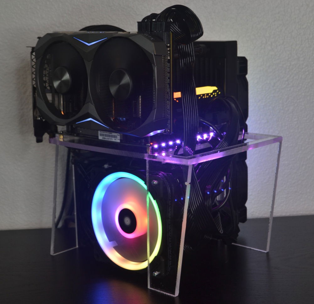 This test bench is much more vertical than my last one, especially the placement of the graphics card.