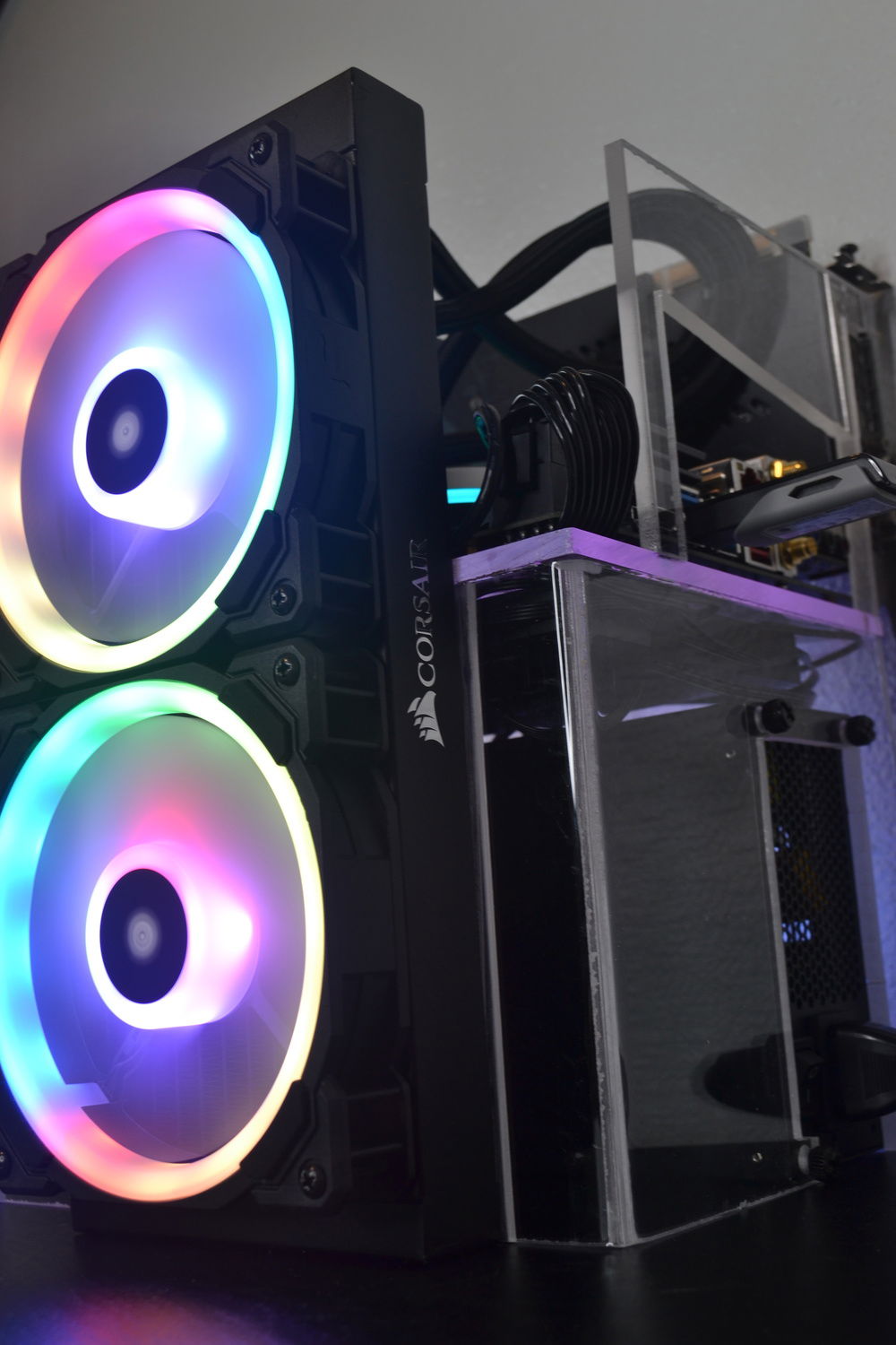 The 8-pin CPU power cable and some other cords are routed underneath the motherboard to clean cables up as much as possible.