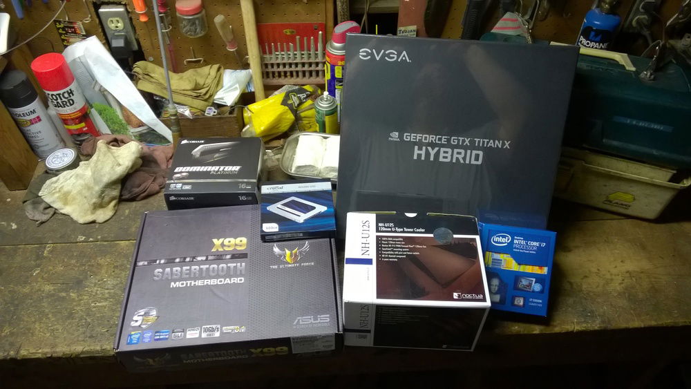 Latest build core replacement hardware.  CPU, Motherboard, RAM, Cooler, Graphics Card and an additional storage drive.