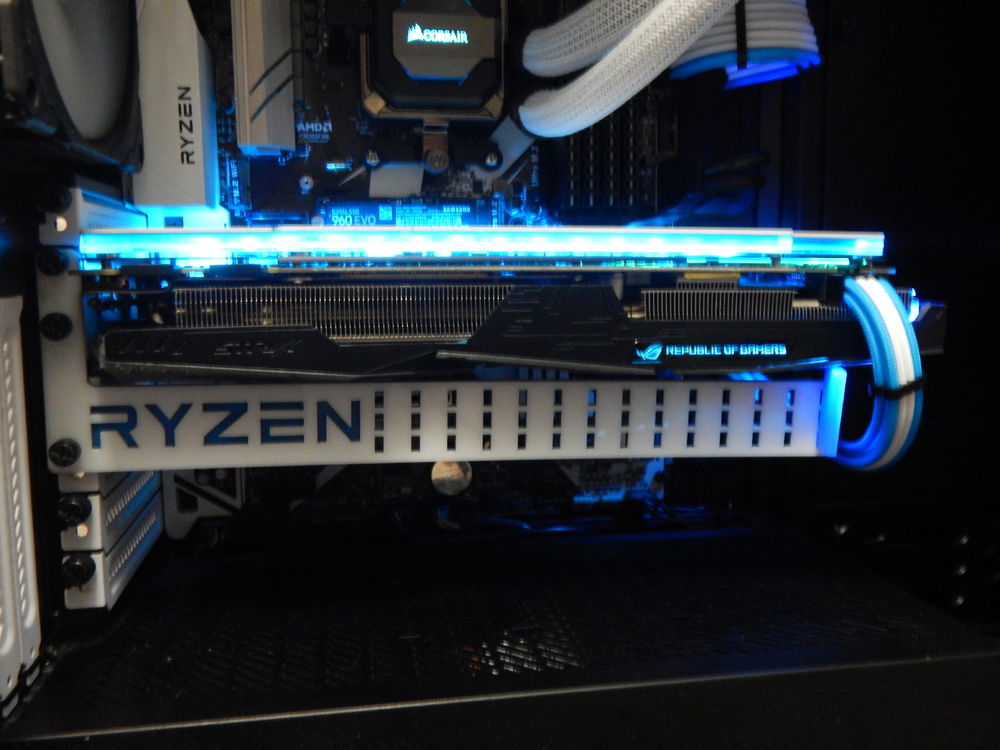 Head on shot of the GPU bracket from V1Tech