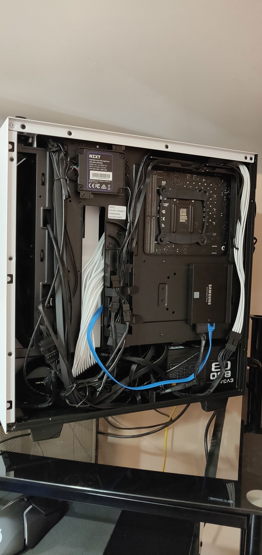 My sub par cable management. Looks good from the front so I'm happy