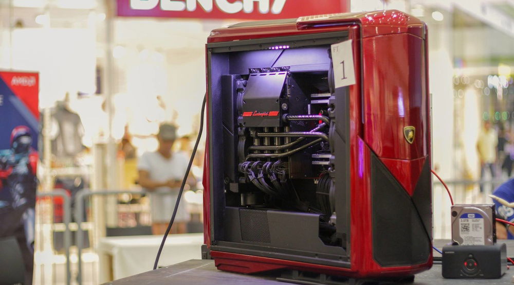 90c the motherboard trey so we can fit a 240mm thick radiator and a 420mm radiator in a push and pull config and made the GPUs look like they are the engine of a lamborghini