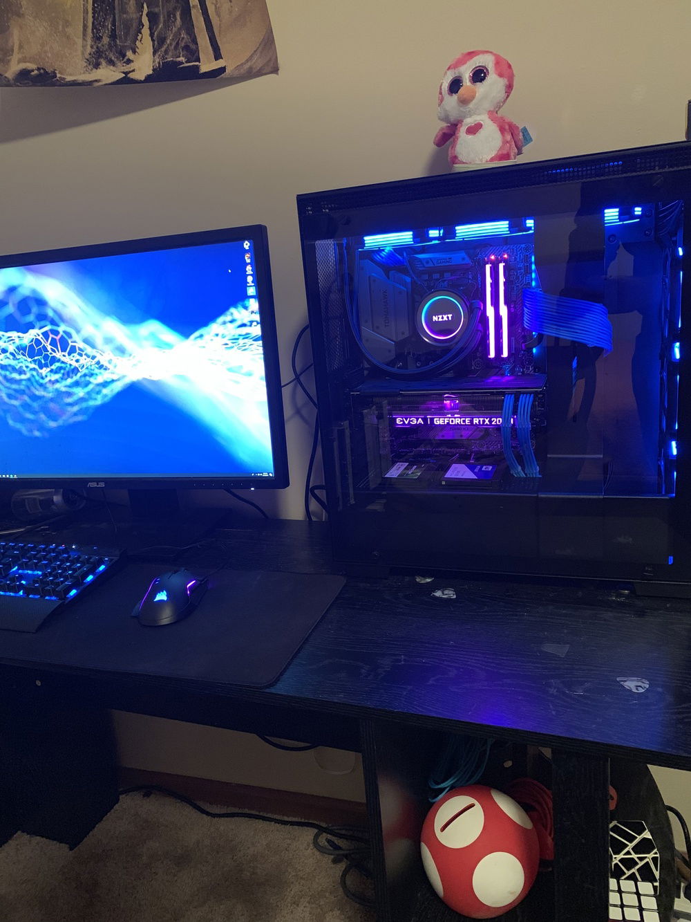 Picture of Entire Set-Up (I need a new desk, and game on a wooden kitchen table chair)