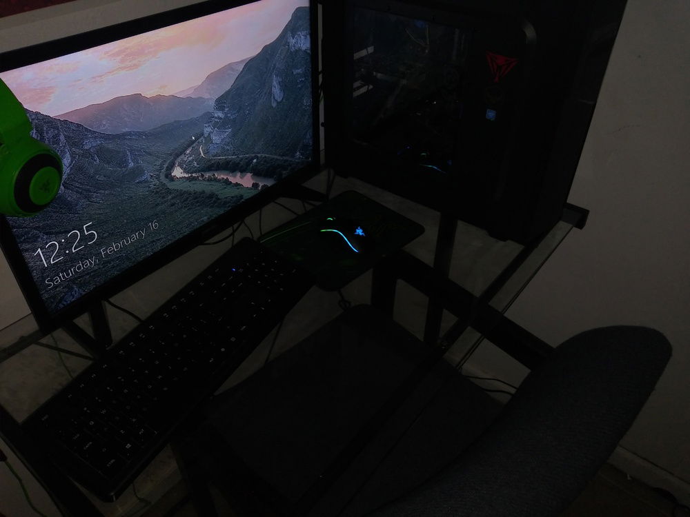 Outside of the system, I have it set up on a glass desk next to the window