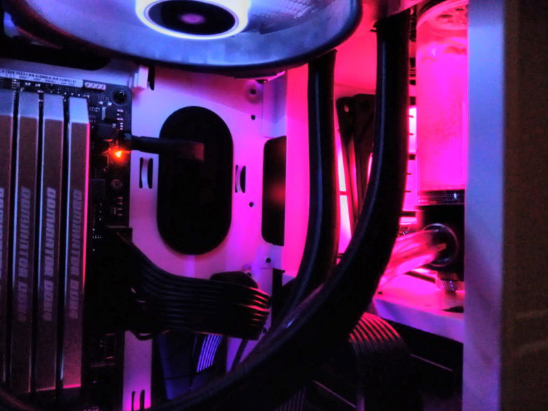 I had to mount my reservoir up here in the 5.25" bay (bolted to a mount hole) because there was literally no where else in the case it would fit.