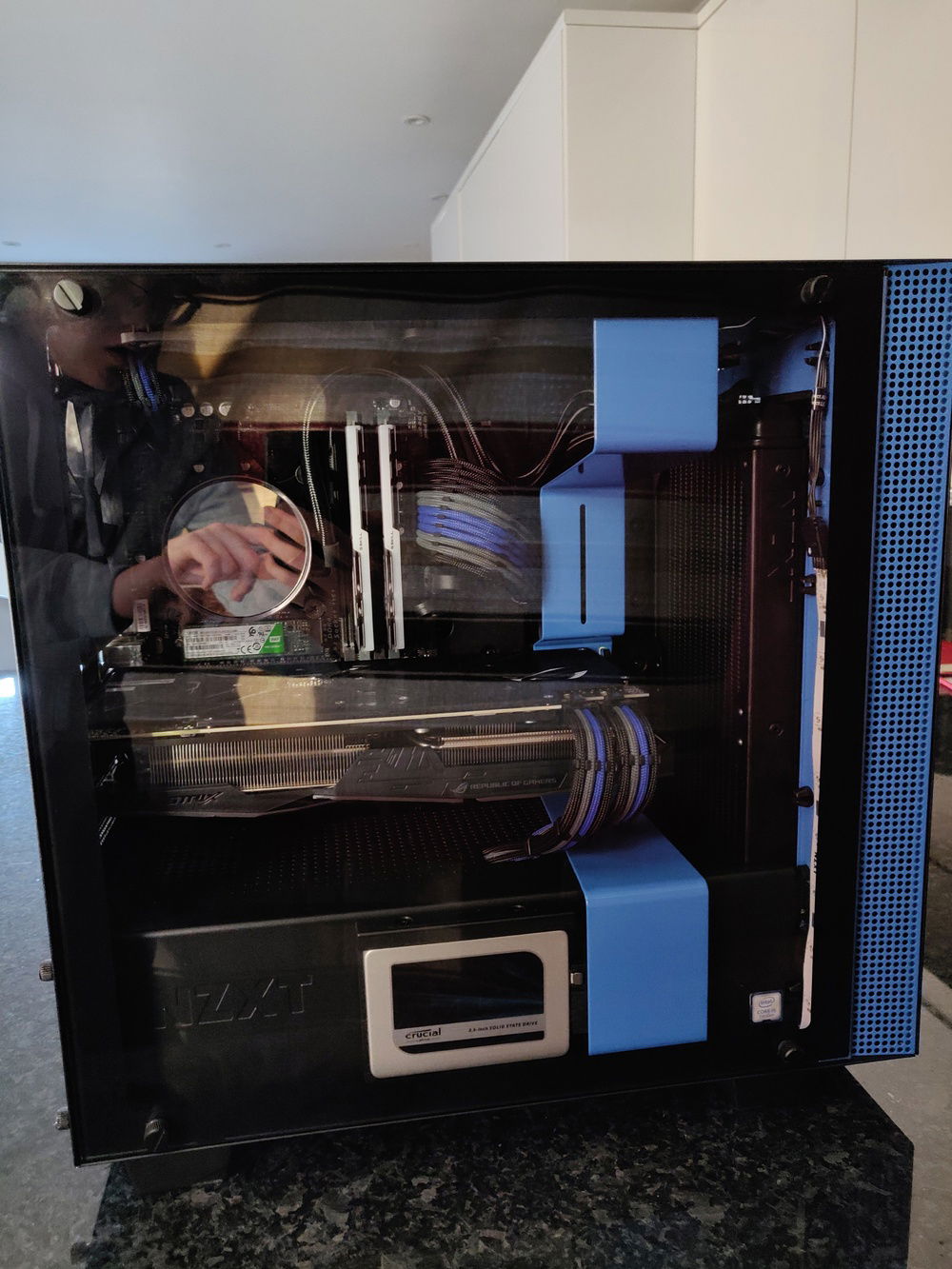 In the light, exposing the cables