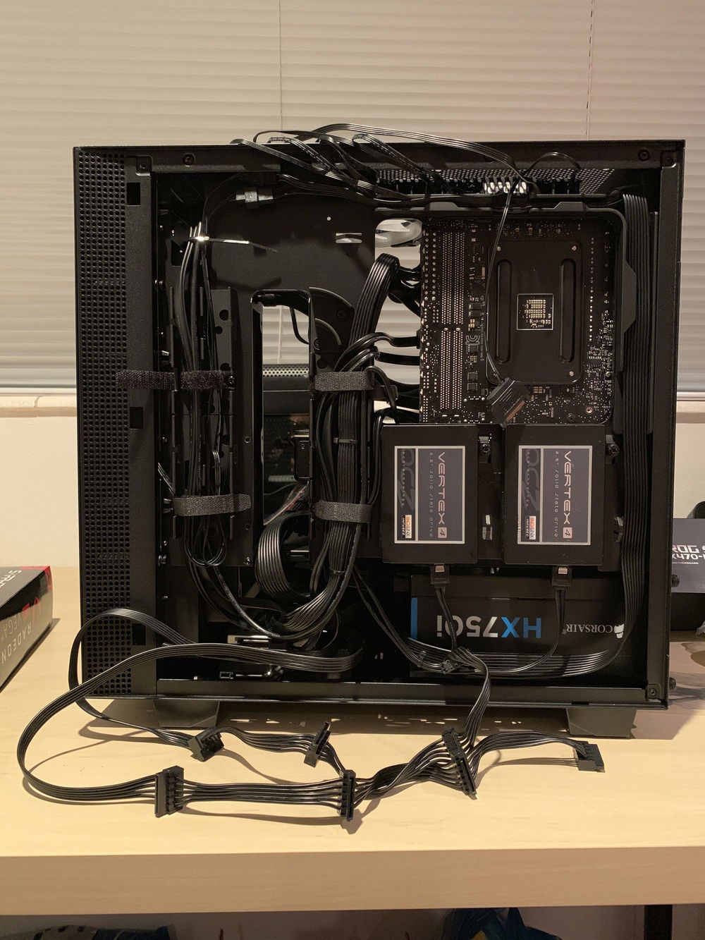 Pre wire managed and with a 750watt power supply (later changed for a 1000w for VII)