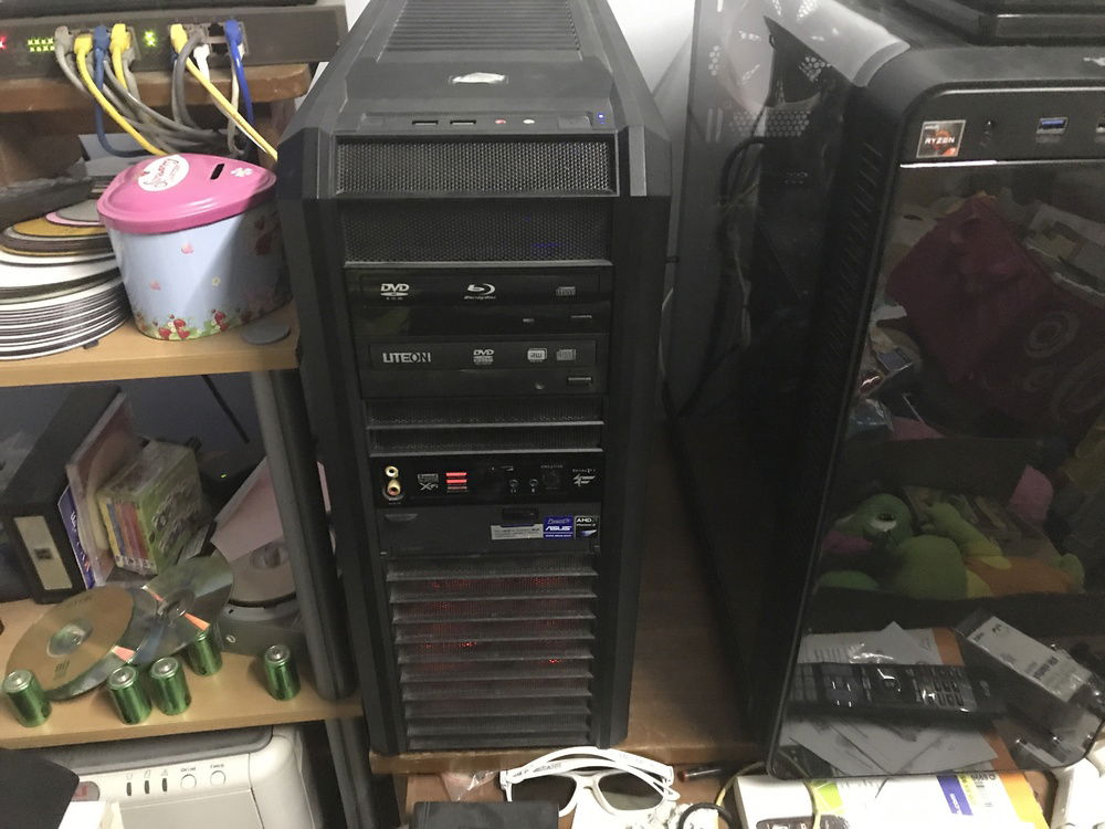 Red and black on the front.