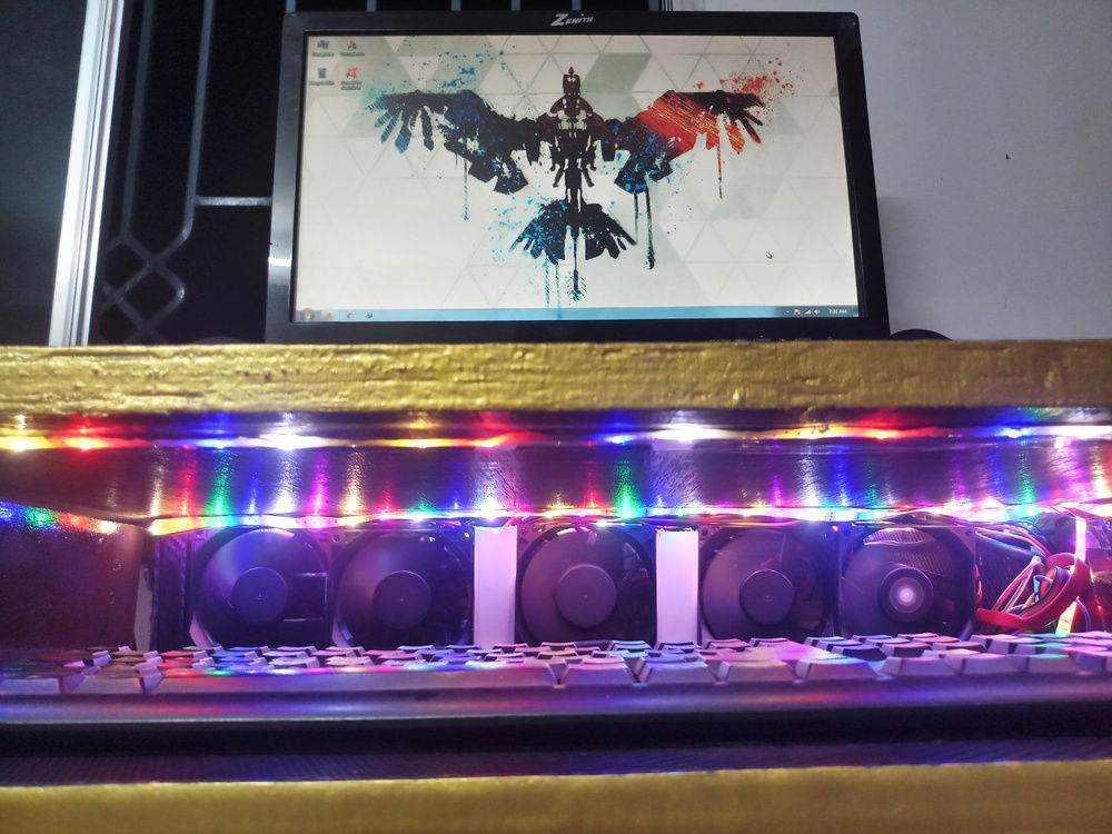 Hand made pc.  Cpu inside desk, cool project something different
