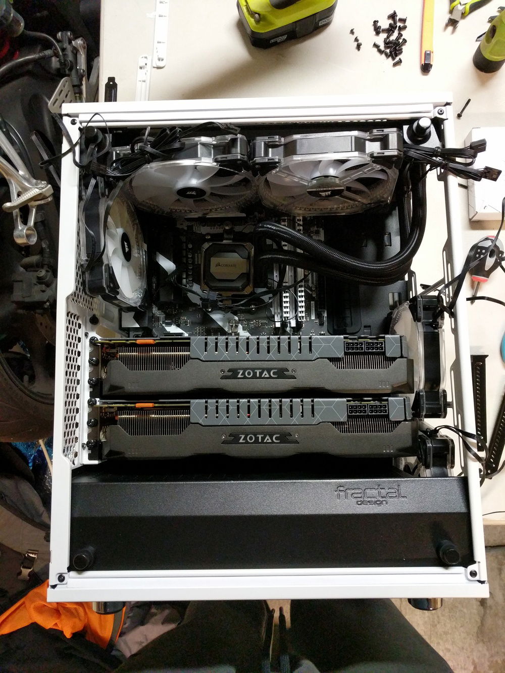 Trying to figure out how the hell I was going to fit all this hardware in this small ass case...  I like the front panel so much on this case, plus the great airflow.