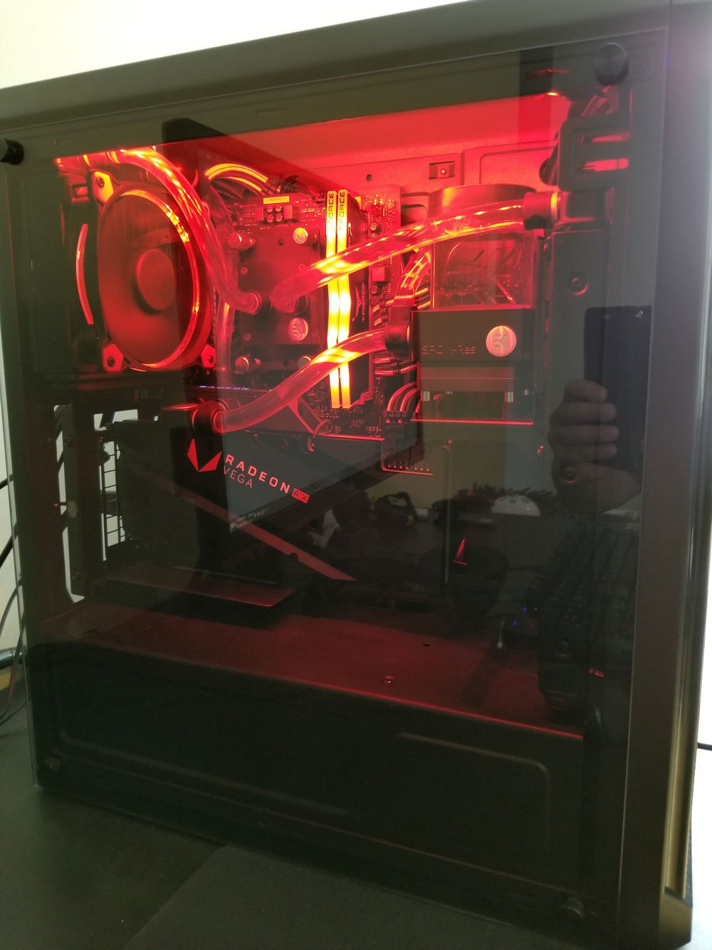 Current loop, featuring the smaller B350 board and Ryzen CPU