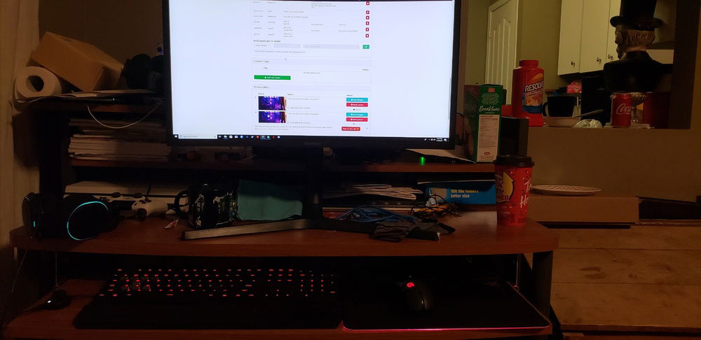 Full setup. CHG70 Monitor, HyperX Keyboard, Logitech 502 Mouse.