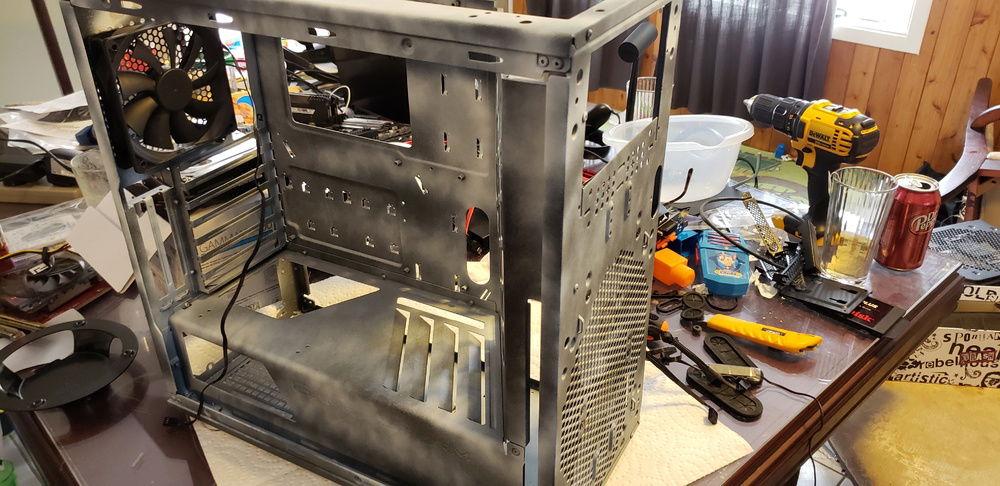 Stripped down, painted, and 2x 140mm front fans, 1x 120mm rear fan installed.