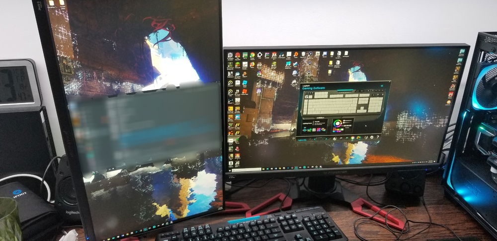 Keyboard, mouse, monitors