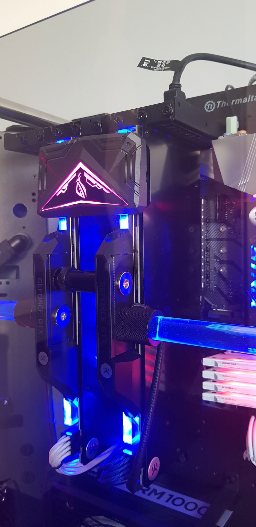 Closeup of EKWB Waterblock GTX1070Ti.