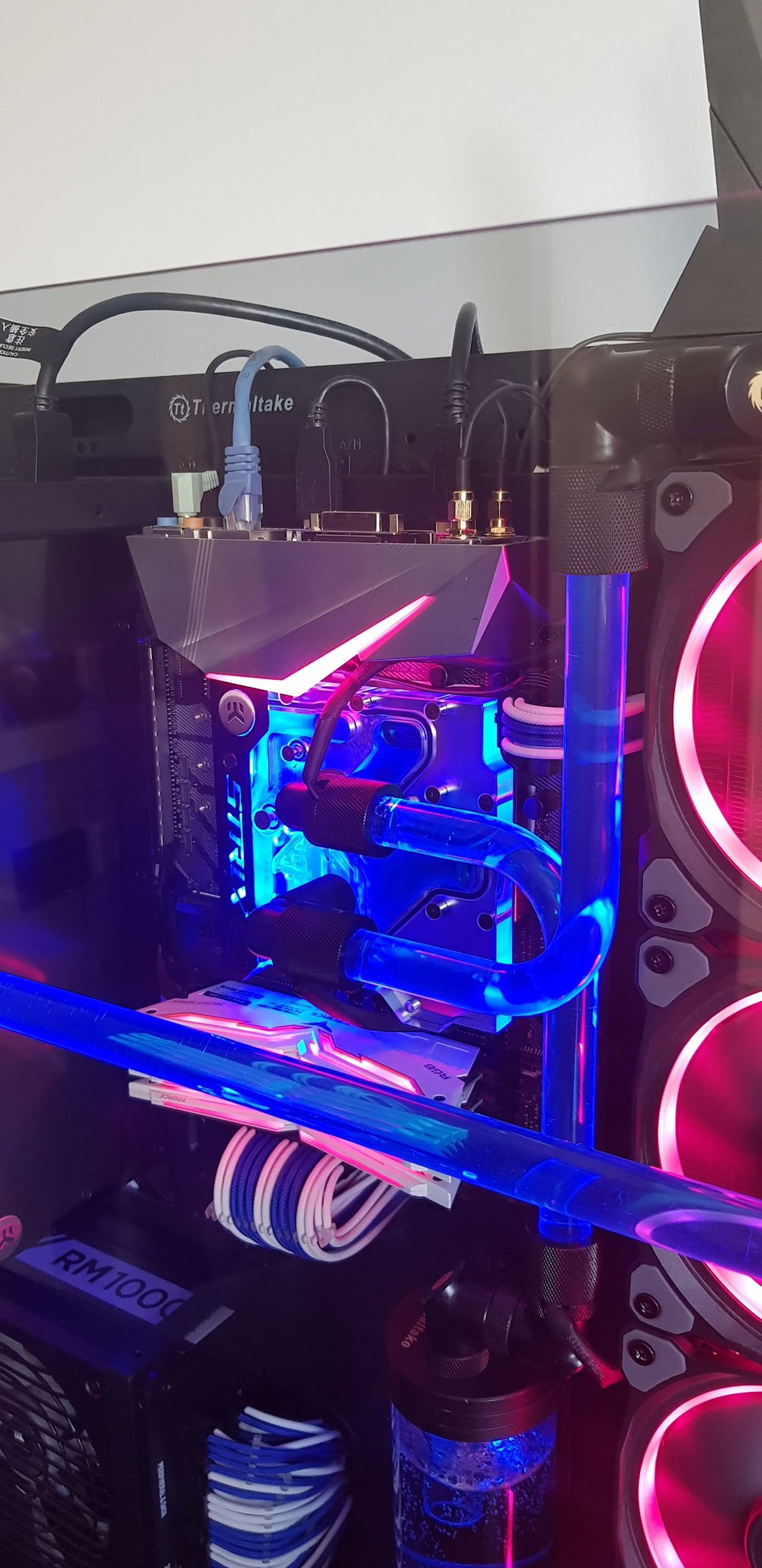 Closeup of EKWB Waterblock CPU Cooling.