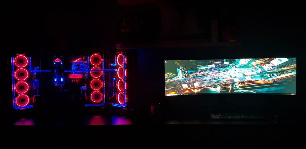 Complete setup in darkness.