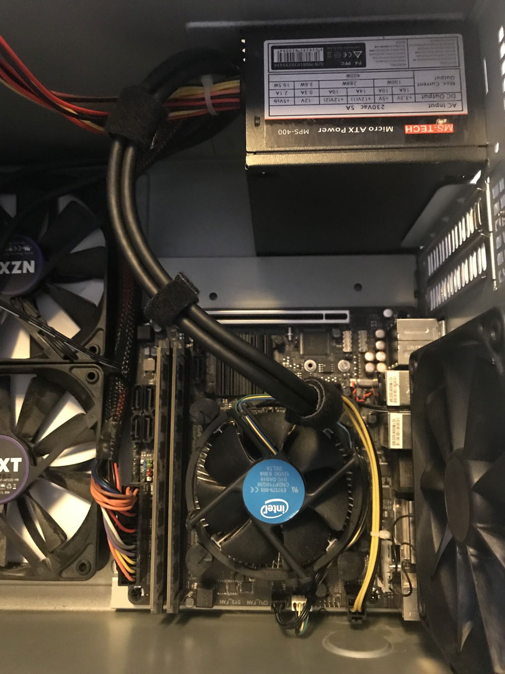 In these tiny builds you can use the internal USB3 cable to hide other cables.