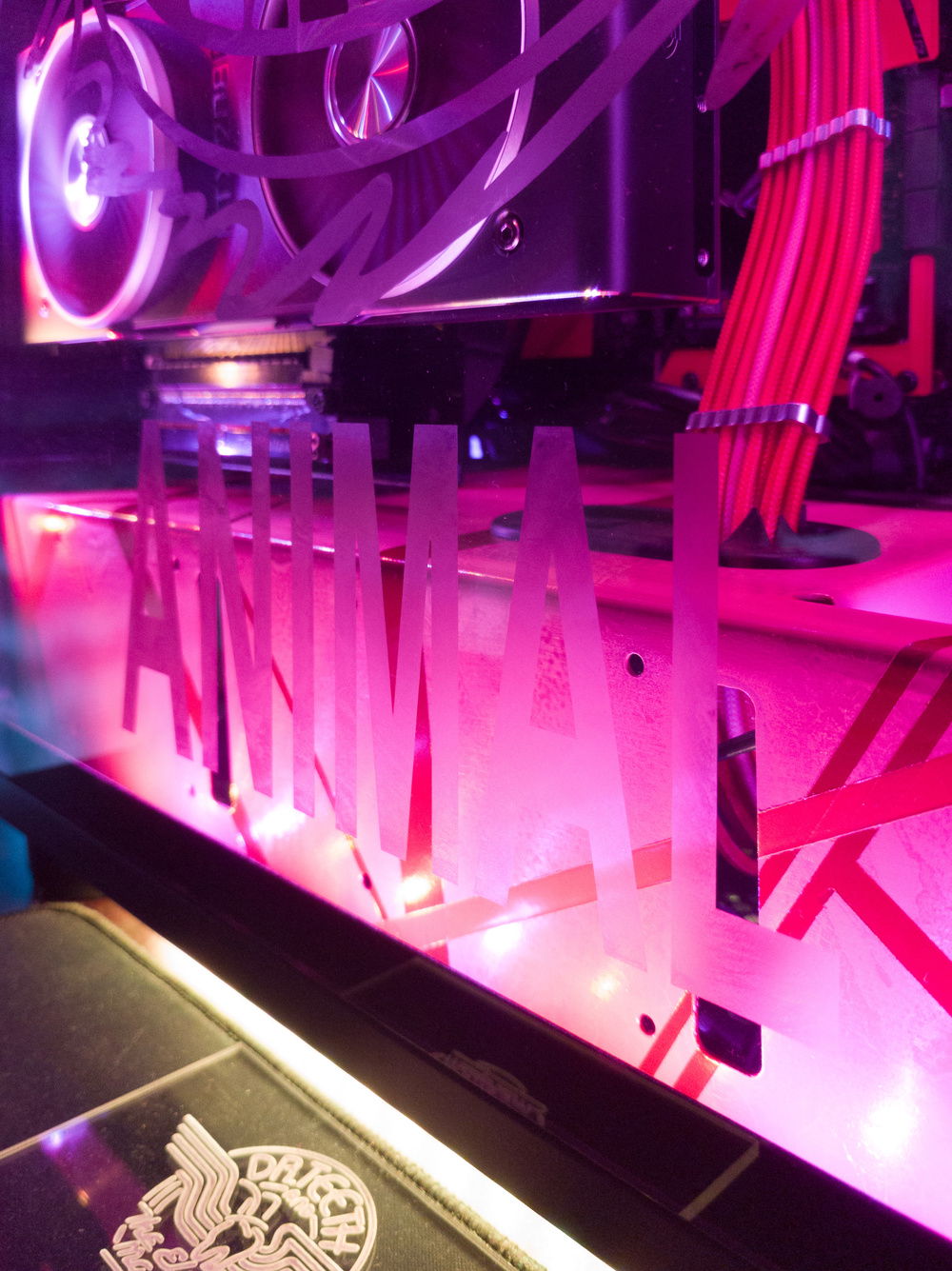 Close up of text etch.