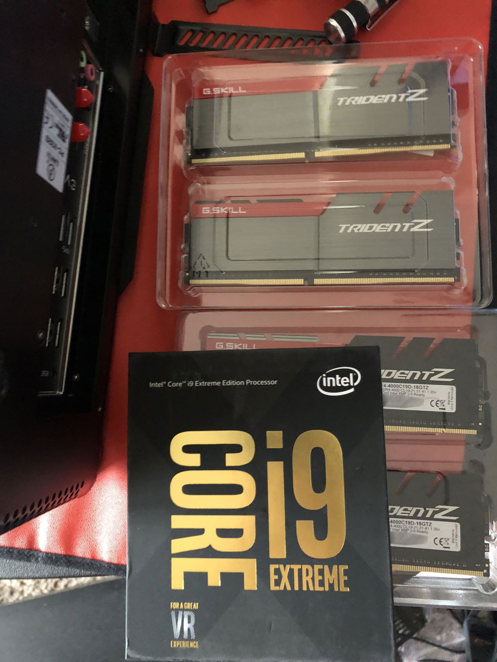 Just about to open the memory and CPU. Better grab the red ESD workstation. (Wrist straps, grounding clips, grounded work surface)
